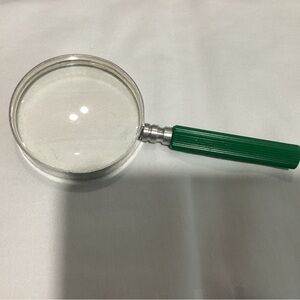 Vintage Made in Japan Magnifying Glass with green handle, smaller size